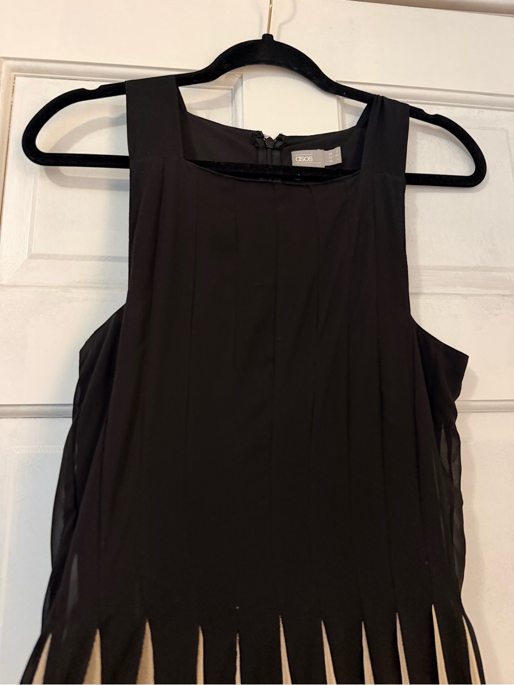ASOS Black & Cream Pleated Fit-and-Flare Midi Dress - Picture 3 of 9